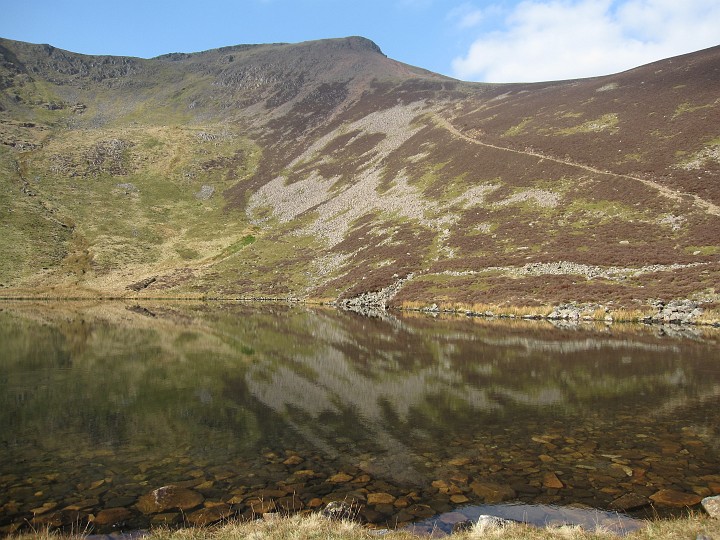 IMG_3127.JPG - Red Pike reflected in Bleaberry Tarn.  My path snaking up on the left.